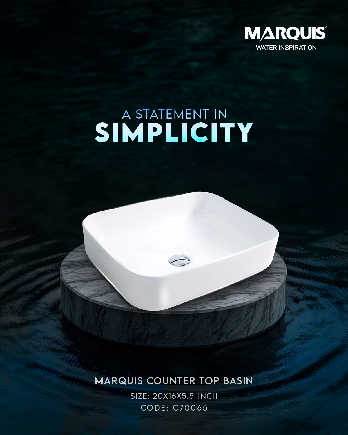 MARQUIS Ceramic Counter Top Wash Basin, C70065