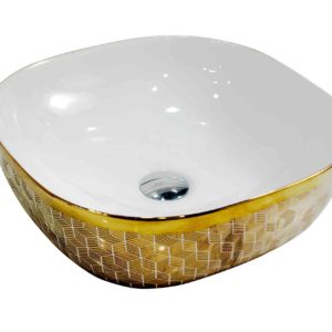 MARQUIS White-Golden Counter Top Basin, C70072