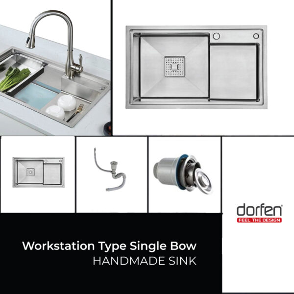 DORFEN Workstation Type Single Bowl Smart Handmade Sink, DF-KS002 - Image 3