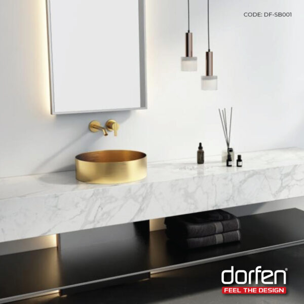 DORFEN Circular PVD Rose Gold Handmade SS Basin Sink, DF-SB001