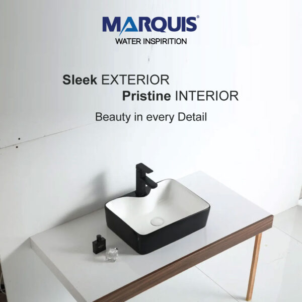 MARQUIS Matte Black & White Colored Counter Top Basin, C70080