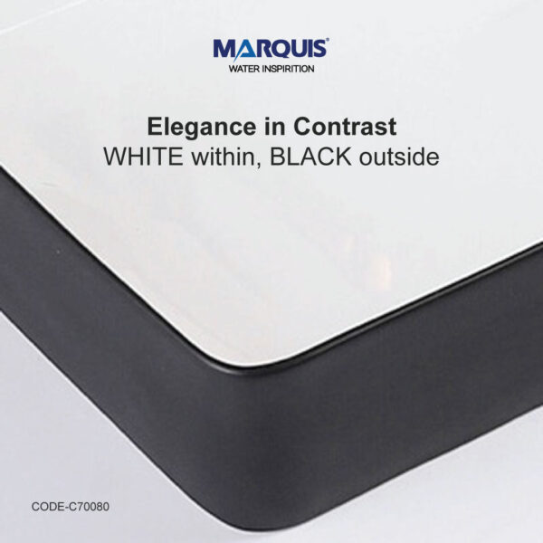 MARQUIS Matte Black & White Colored Counter Top Basin, C70080 - Image 4