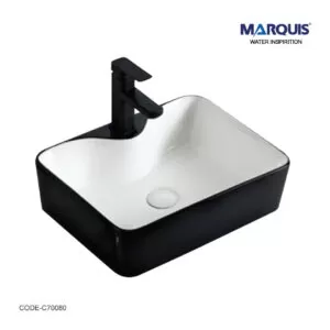 MARQUIS Matte Black & White Colored Counter Top Basin, C70080