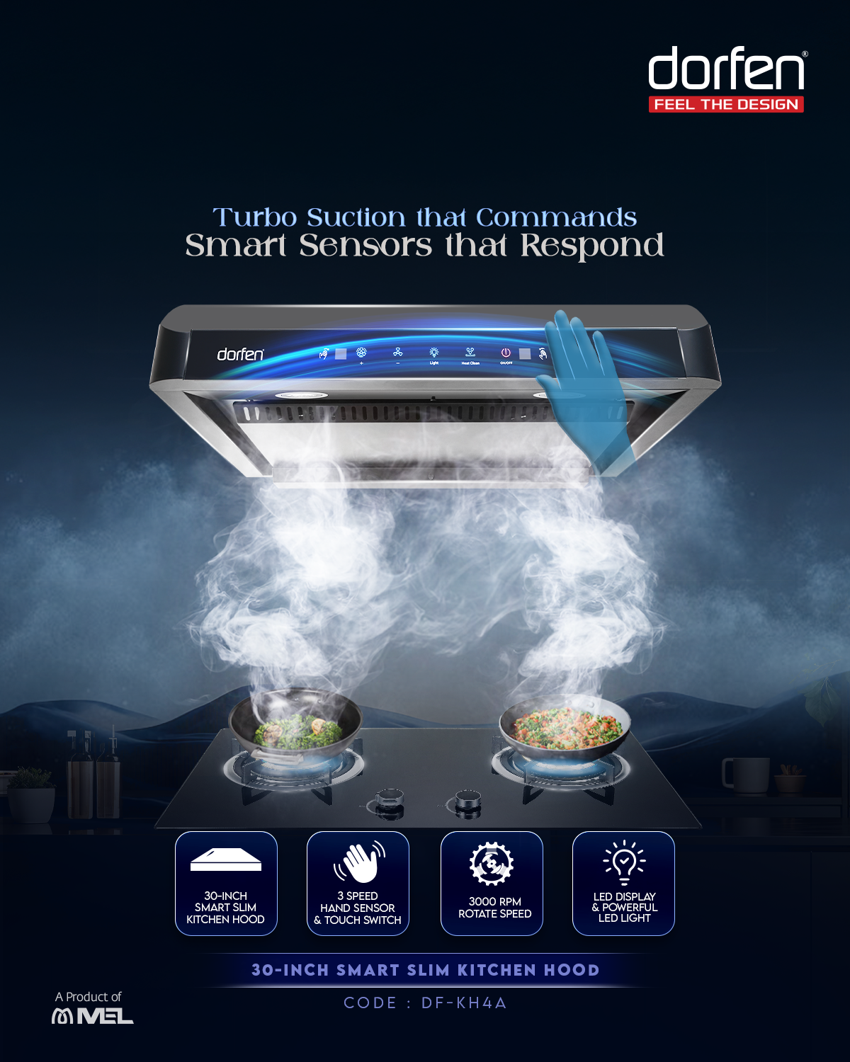 DORFEN 30-inch Smart Slim Kitchen Hood, DF-KH4A