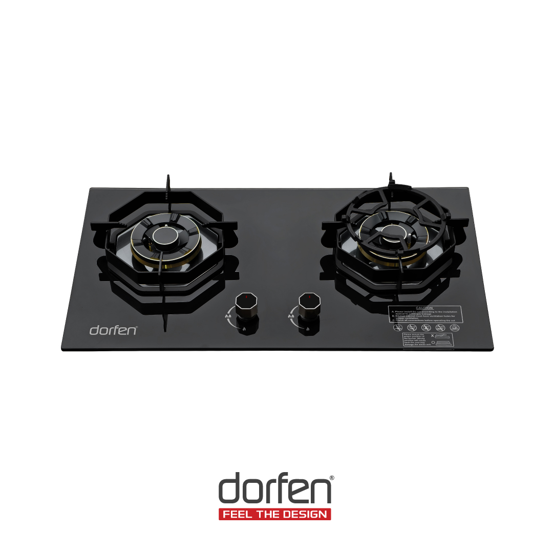 DORFEN Built-in-HOB Glass Top 2 Gas Burner, DF-GB2F