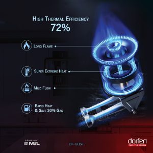 DORFEN Built-in-HOB Glass Top 3 Gas Burner, DF-GB3F