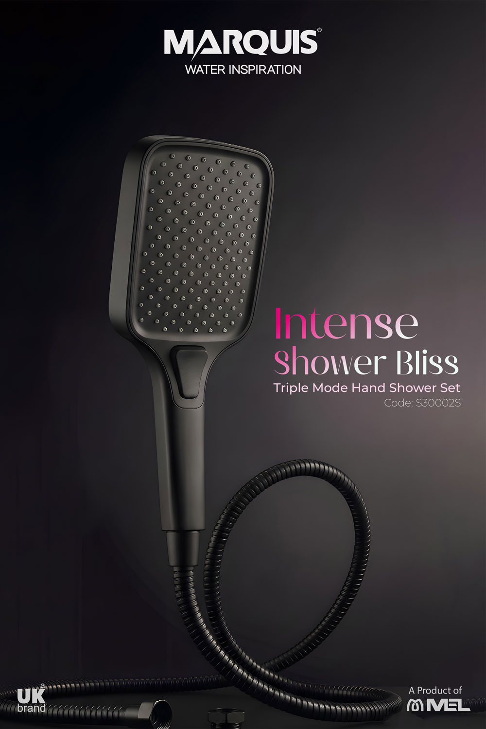 MARQUIS Black Hand Shower Set (3 Functions), S30002S